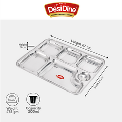 Desidine Premium Stainless Steel 6 In 1 Bhojan Thal Set