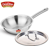 DesDine Triply Stainless Steel Wok with Steel Lid (24 cm)