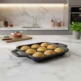 DesiDine Preseasoned Cast Iron 9 Pit Paniyaram/Appam Pan (20 cm)