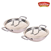 DesiDine Triply Stainless Steel 2 pcs Kadhai Combo (22 cm & 24 cm Kadhai)