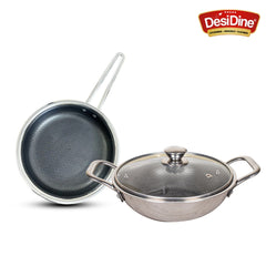 Desidine Honey Comb Kadhai with Honey Comb Frypan Combo