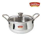 Triply Stainless Steel Handi Shape Biryani Pot with Glass Lid