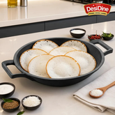 DesiDine Cast Iron Pre-seasoned Appa chetty/Appam Pan, 22 cm