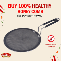 DesiDine Honeycomb Triply Roti Tawa Scratch Resistant (25 cm)