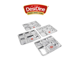Desidine Premium Stainless Steel 6 In 1 Bhojan Thal Set