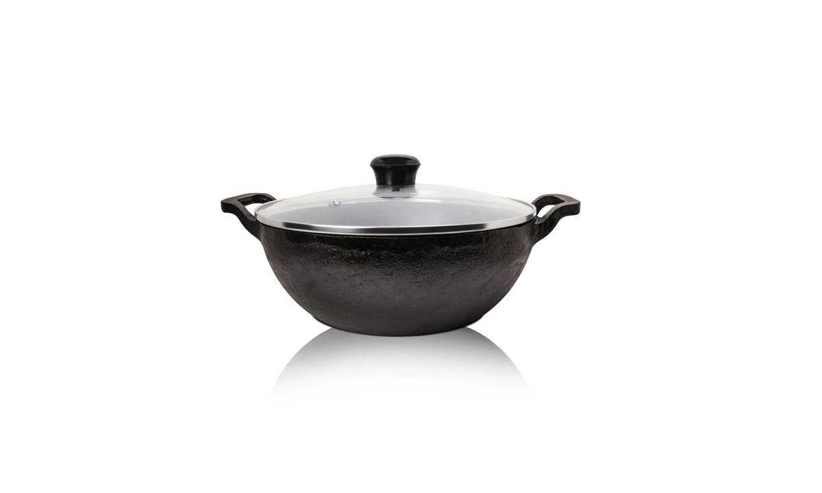 DesiDine Signature Cast Iron Kadhai with Dual Handles