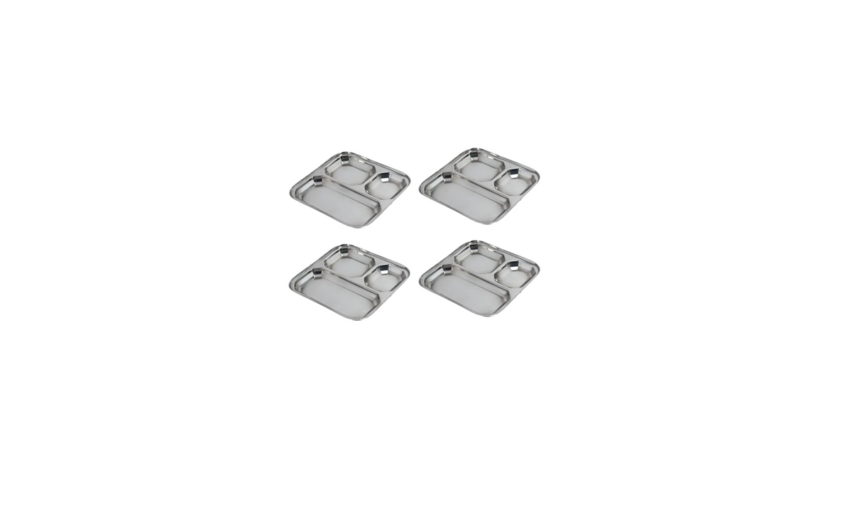 DesiDine Premium Stainless Steel Partition Dinner Thali Plates