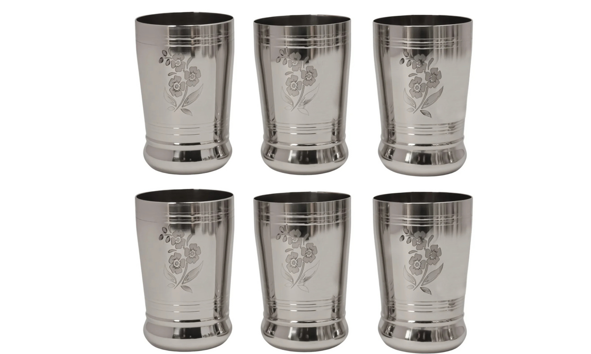 A Touch of Elegance: Desi Dine's Laser Flower Steel Glasses