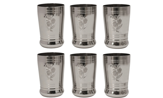 A Touch of Elegance: Desi Dine's Laser Flower Steel Glasses
