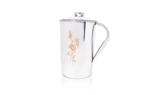 Elegant Hydration with the DesiDine Stainless Steel Laser Flower Water Jug