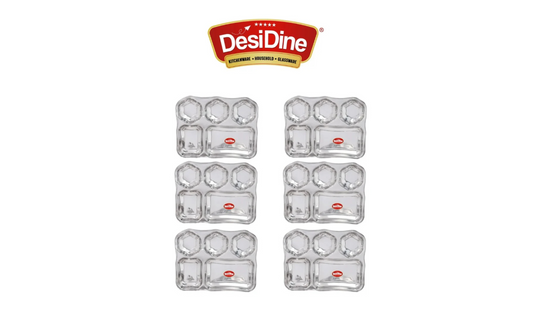 Simplify Dining with the DesiDine Stainless Steel 5-in-1 Compartment Thali