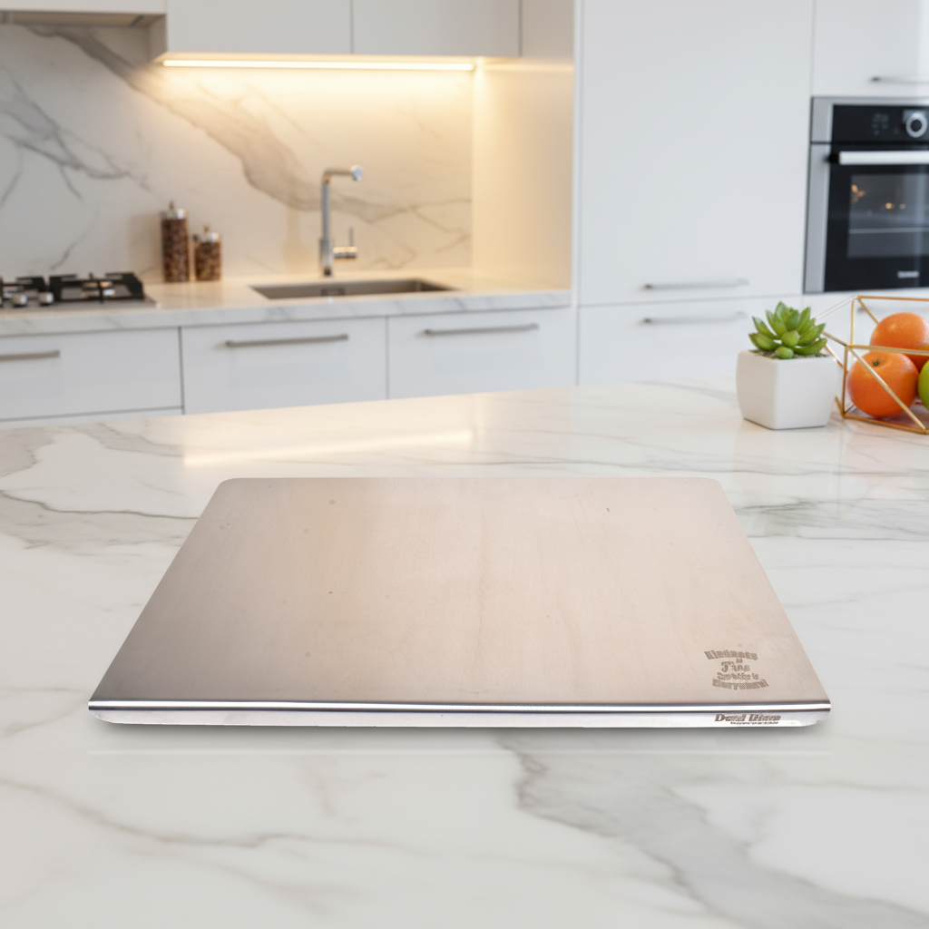 Desidine 304 Stainless Steel Chopping Board | Countertop | Cutting Board with Round Edge