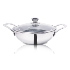 DesiDine Triply Stainless Steel Honeycomb Kadai with Glass Lid