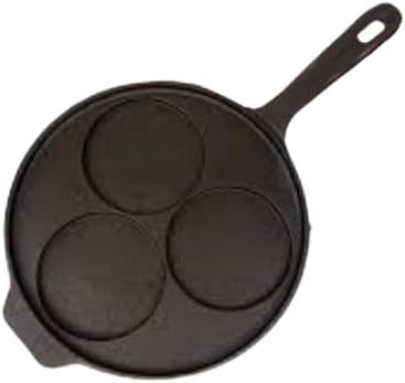 DesiDine Pre-Seasoned Cast Iron Uttapam Pan, 3 Pit, 23 cm, Induction Friendly
