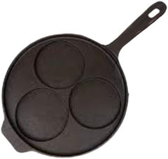 DesiDine Pre-Seasoned Cast Iron Uttapam Pan, 3 Pit, 23 cm, Induction Friendly