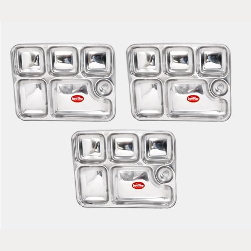 Desidine Premium Stainless Steel 6 In 1 Bhojan Thal Set