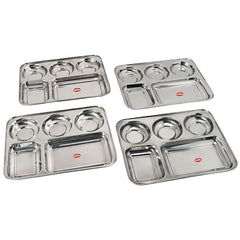 DesiDine Stainless Steel Plates with 5 In1 Compartments Bhojan Thalis
