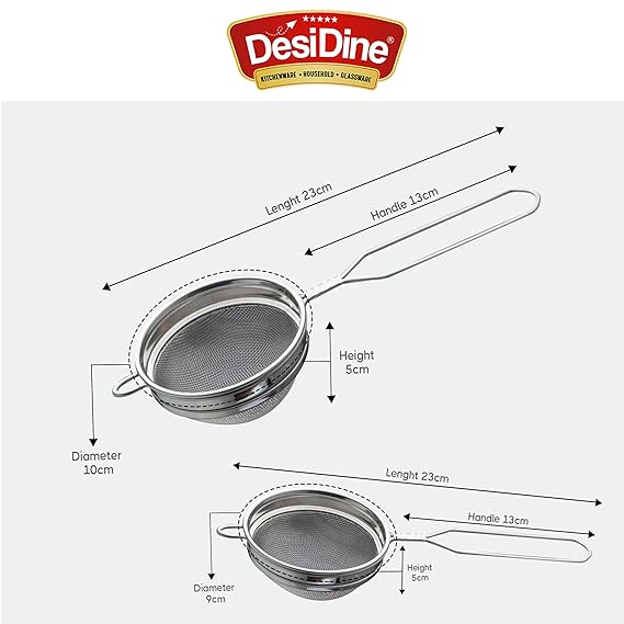 Stainless Steel Food Grade Round Tea and Coffee Strainer, Double Net Strong Mesh Jali
