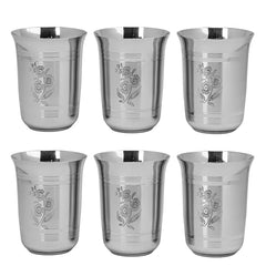 DesiDine Stainless Steel Serving Glasses/Drinking Glass Set Water/Juice Glass