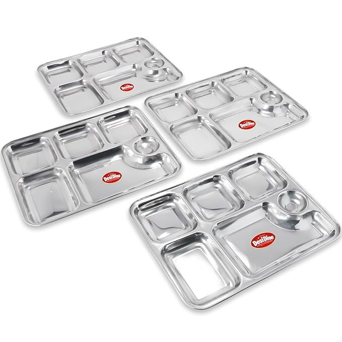 Desidine Premium Stainless Steel 6 In 1 Bhojan Thal Set