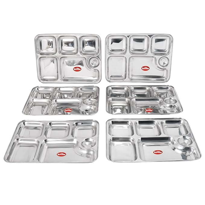 Desidine Premium Stainless Steel 6 In 1 Bhojan Thal Set