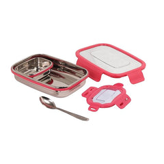 DesiDine Stainless Steel Lunch Box with 1 Small Container & 1 Spoon Ideal for Office, School, Picnic