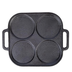 DesiDine Pre-Seasoned Cast Iron Uttapam Pan, 4 Pit, 23 cm, Induction Friendly