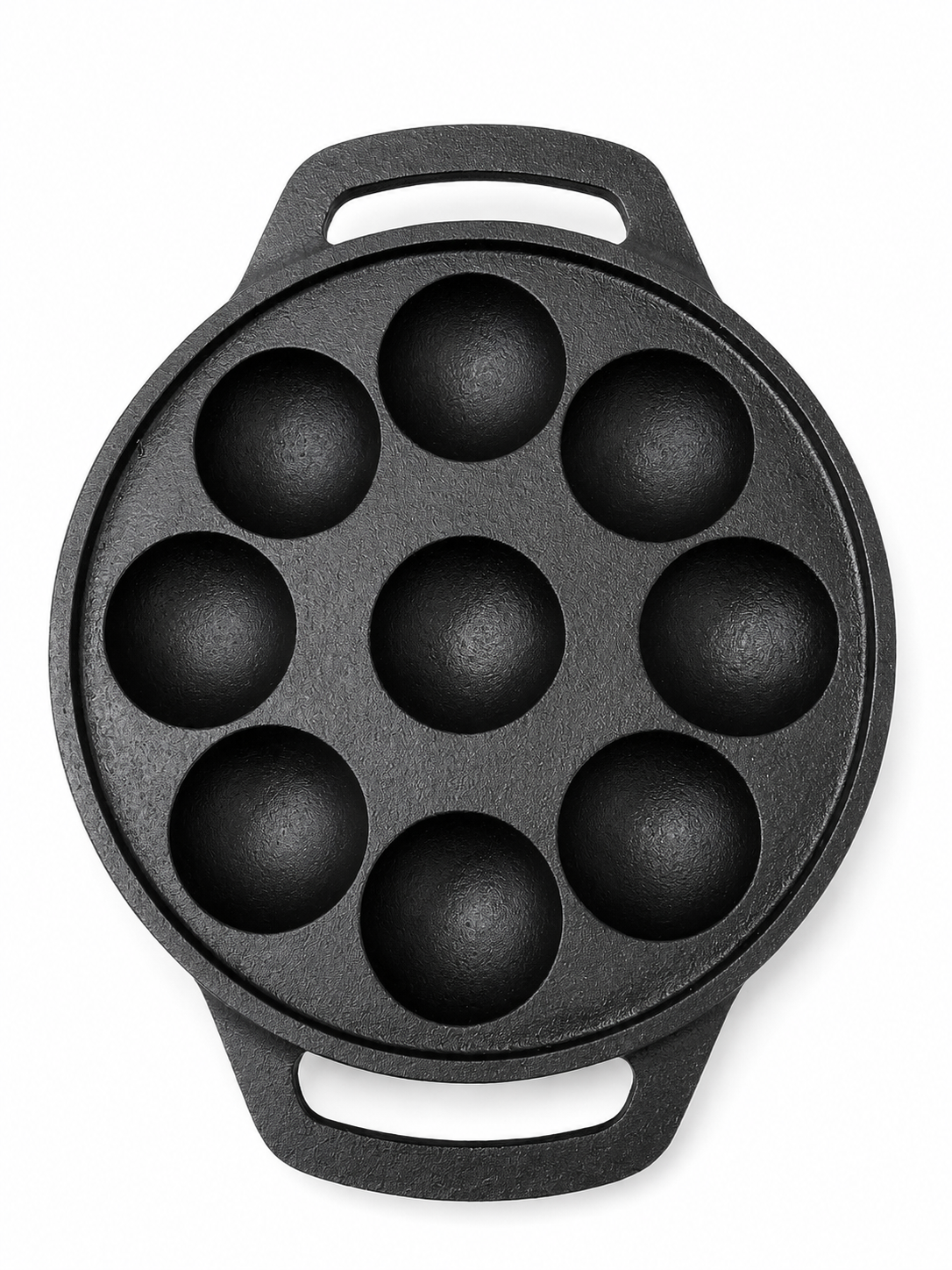 DesiDine Preseasoned Cast Iron 9 Pit Paniyaram/Appam Pan (21 cm)