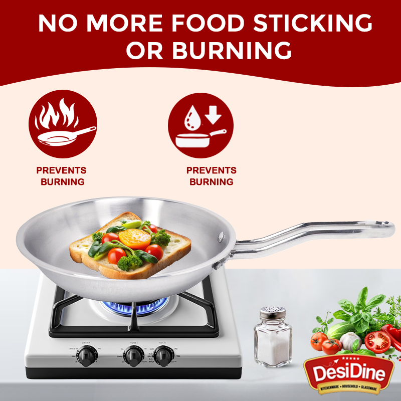 DesiDine Triply Stainless Steel Frypan