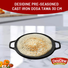 DesiDine Pre-Seasoned 2 pcs Cast Iron Combo ( 22 cm kadhai + 30 Cast Iron Dosa Tawa)