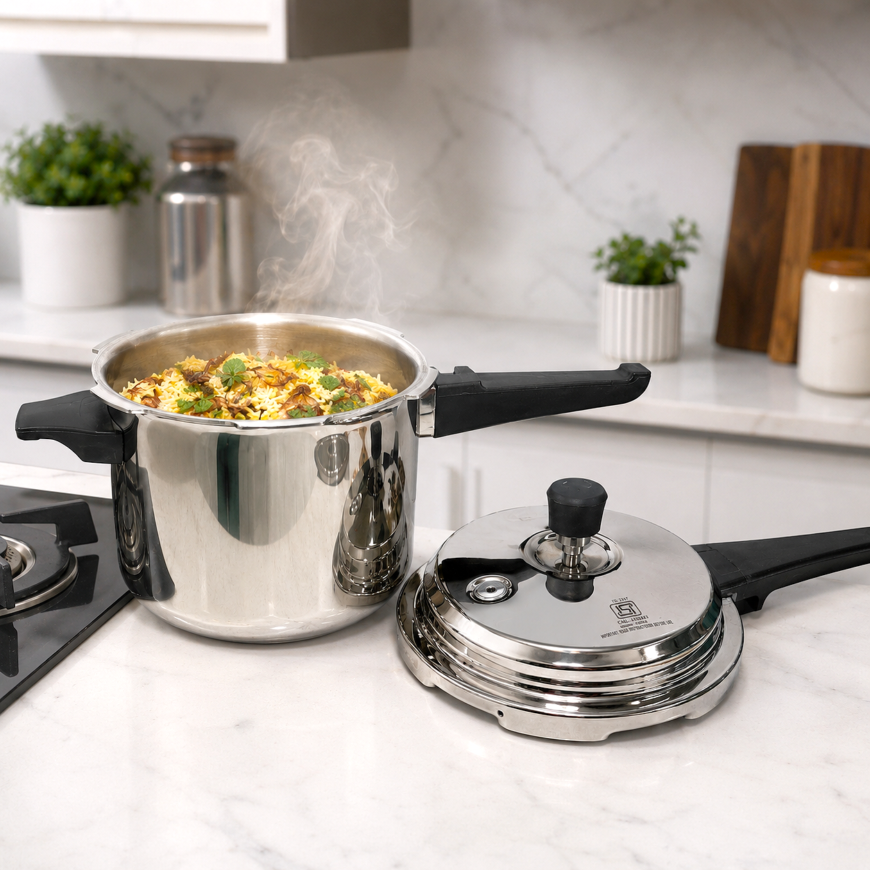 DesiDine Triply Stainless Steel Outer Lid Pressure Cooker
