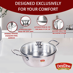 DesiDine Triply Stainless Steel Mini Sauce Pot/Mini Biryani Pot