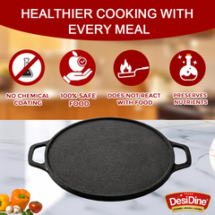 DesiDine Pre-Seasoned Cast Iron Dosa Tawa 30 cm
