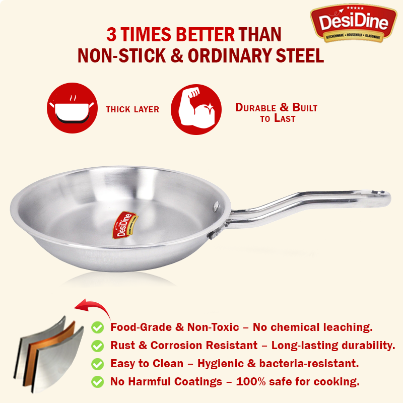 DesiDine Triply Stainless Steel Frypan