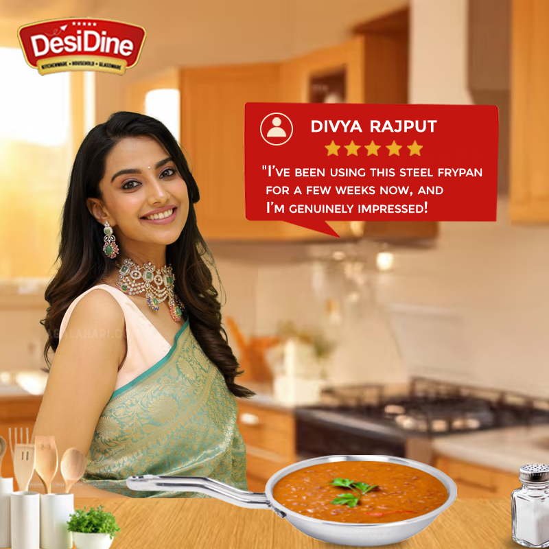 DesiDine Triply Stainless Steel Frypan