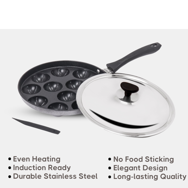 DesiDine Appam Stand with Stainless Steel Lid