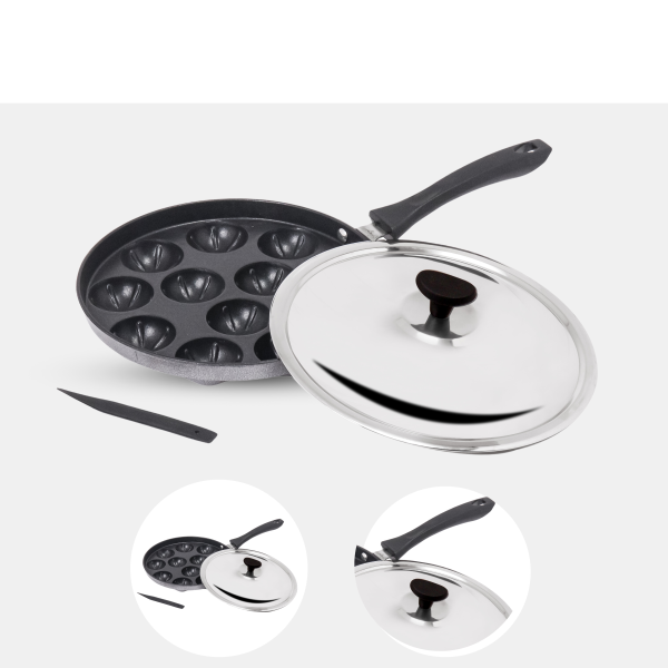 DesiDine Appam Stand with Stainless Steel Lid