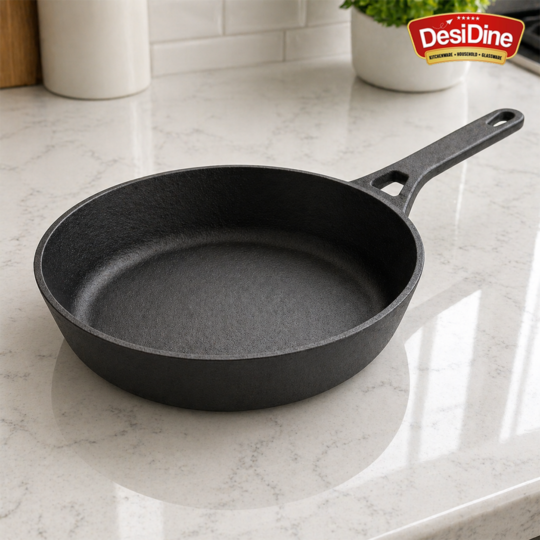 DesiDine Pre-Seasoned Cast Iron Fry pan With Silicon Handle Cover