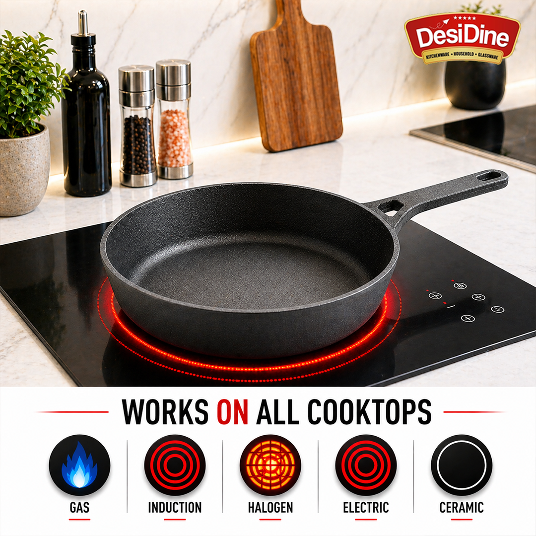 DesiDine Pre-Seasoned Cast Iron Fry pan With Silicon Handle Cover