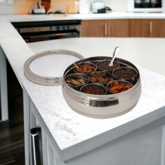 Desidine Stainless Steel Belly Shape Masala Box with Lid