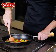 DesDine Pre-Seasoned Sheet Iron Frypan With Wooden Handle