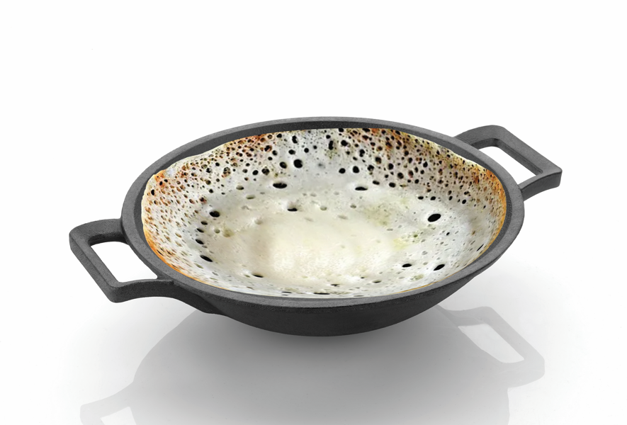 DesiDine Cast Iron Pre-seasoned Appa chetty/Appam Pan, 22 cm