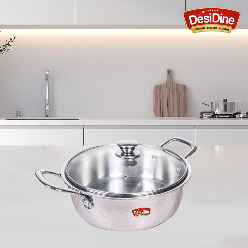 DesiDine Triply Stainless Steel Mini Sauce Pot/Mini Biryani Pot