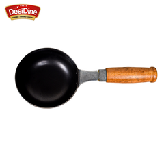 DesDine 100% Pure Sheet Iron Tadka Pan with Wooden Handle