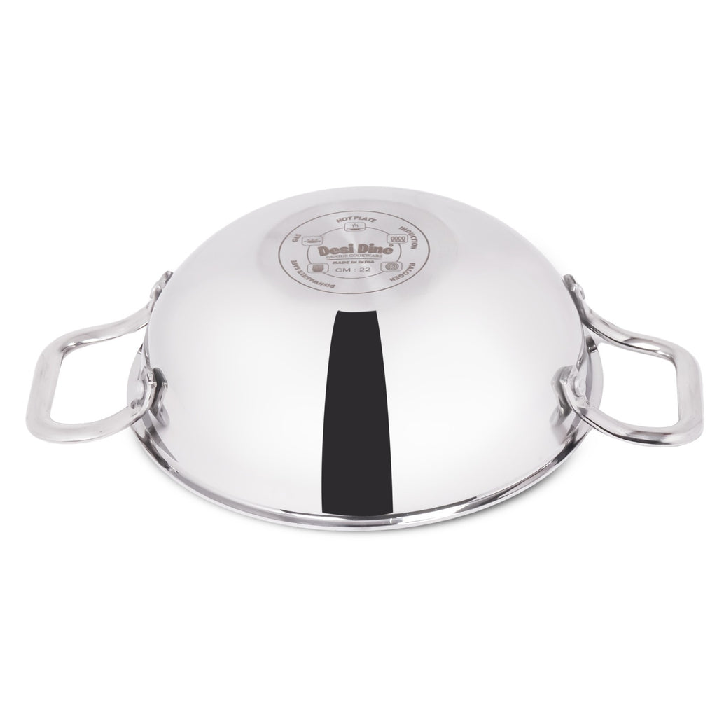 Desidine 3 Pcs Triply combo (2 pcs Triply Kadhai and 1 Pc Frypan)