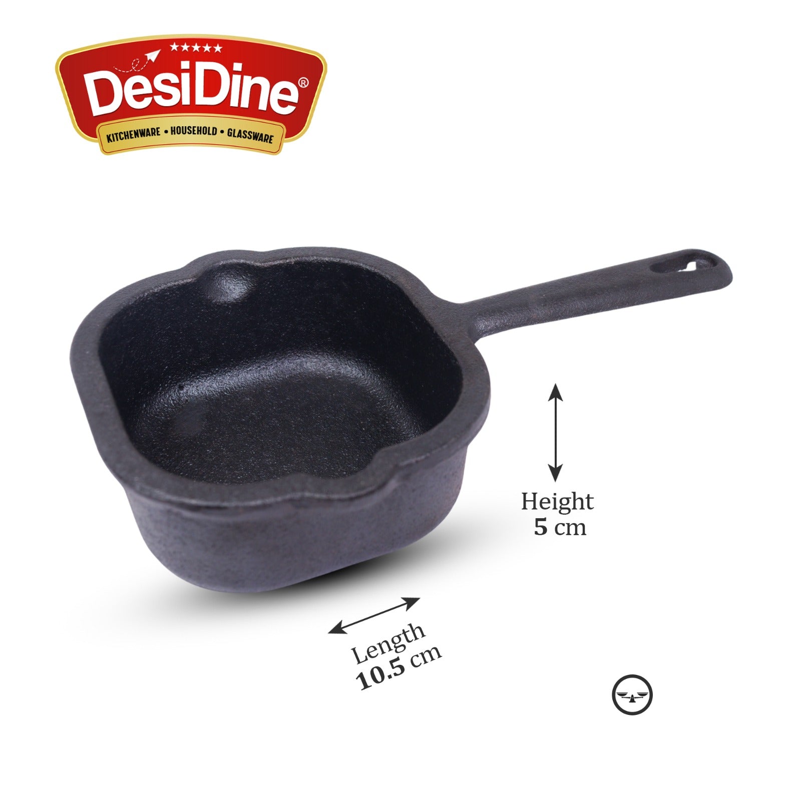 DesiDine Cast Iron Tadka Pan 10.5 cm, 1 kg