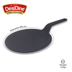 DesiDine Pre-Seasoned Cast Iron Roti Tawa with Long Handle, 10 Inches (25 cm)
