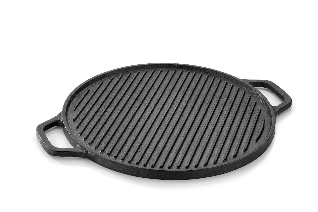 DesiDine Pre-Seasoned Cast Iron 2 in 1 Griddle Pan With Silicon Handle Grip (30 cm Diameter)
