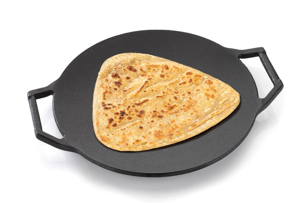 DesiDine Cast Iron Roti Tawa (Double Handle Concave Tawa, 28 cm)