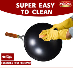 DesDine Pre-Seasoned Sheet Iron Wok with Wooden Handle (31 cm)